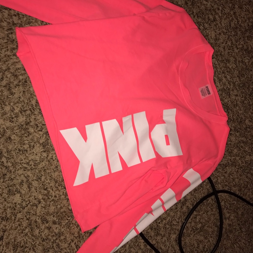 Long Sleeve/Crop Top, Pink Shirt